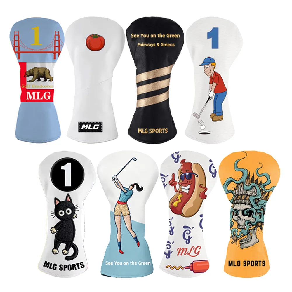 High Quality Custom Waterproof Golf Driver Head Covers PU Leather Velvet Liner Wholesale