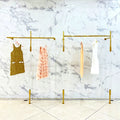 Clothes Store Fixture Custom Interior Design Wall Mounted Golden Metal T-shape Clothing Display Rack