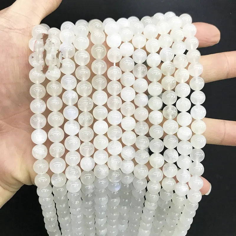 Natural White Moonstone Loose Bead Semi-Finished Bracelet Necklace DIY Accessories Wholesale