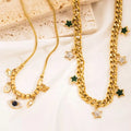 Vintage Stainless Steel 18K Gold Plated Chain Eye Star Charm Necklace for Women Jewelry Sweater Chain