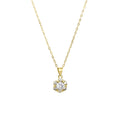 Korean Style 925 Silver Sun Flower CZ Diamond Zircon Necklace Jewelry