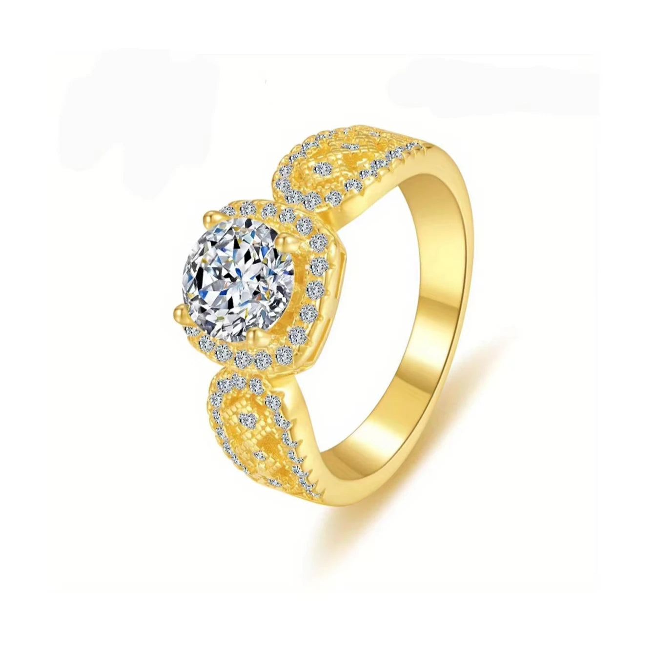 Luxurious 925 Sterling Silver Fine Fashion Accessory Round Brilliant Cut 1ct Golden Moissanite Ring