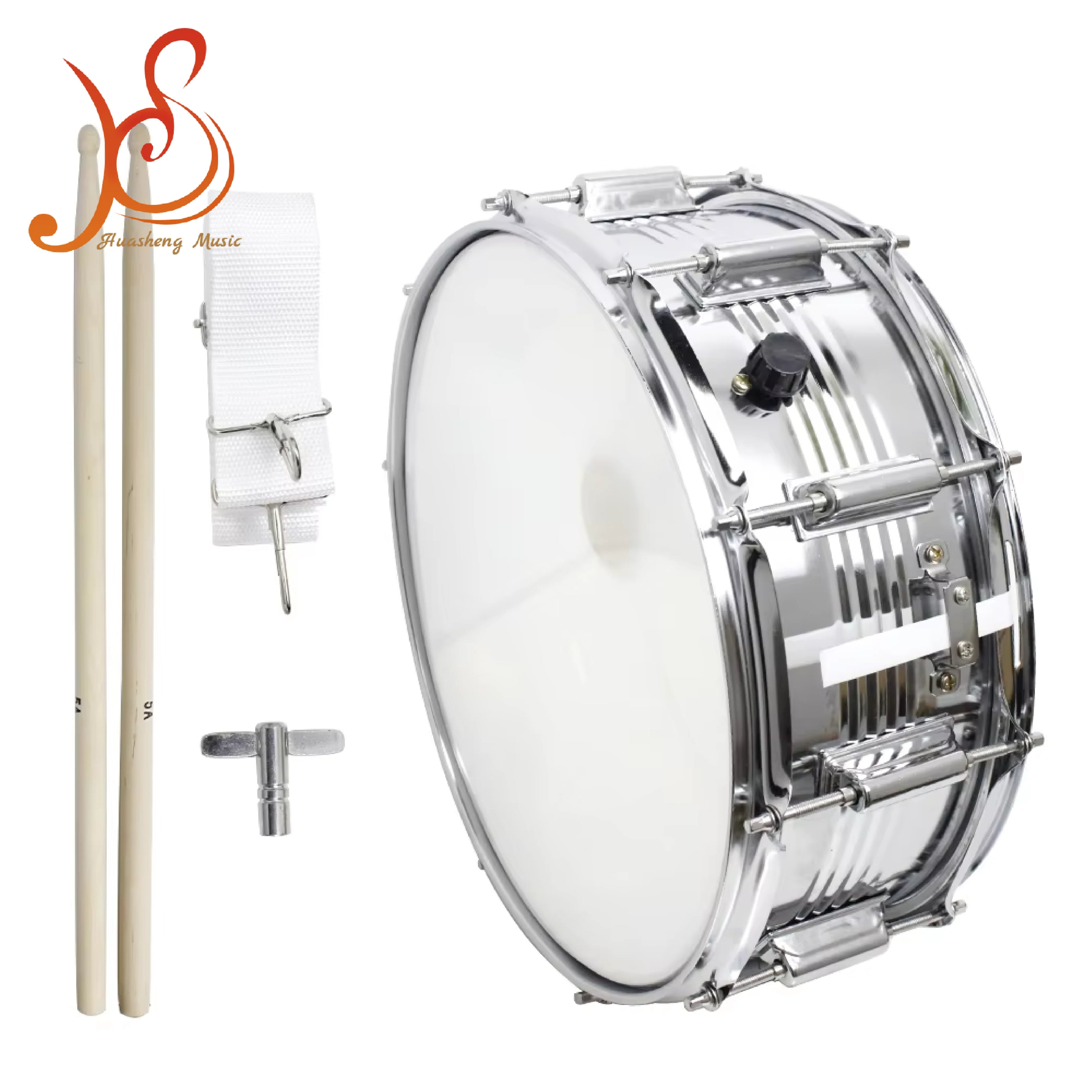 Steel Shell 14*5.5 Inch Snare Drum Marching Snare Drum Professional Music Instrument With Shoulder Strap