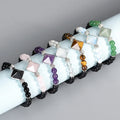 Wholesales Natural Rose Quartz Bracelets Crystal Healing Stones Amethyst Pyramid Bracelet for DIY Gifts
