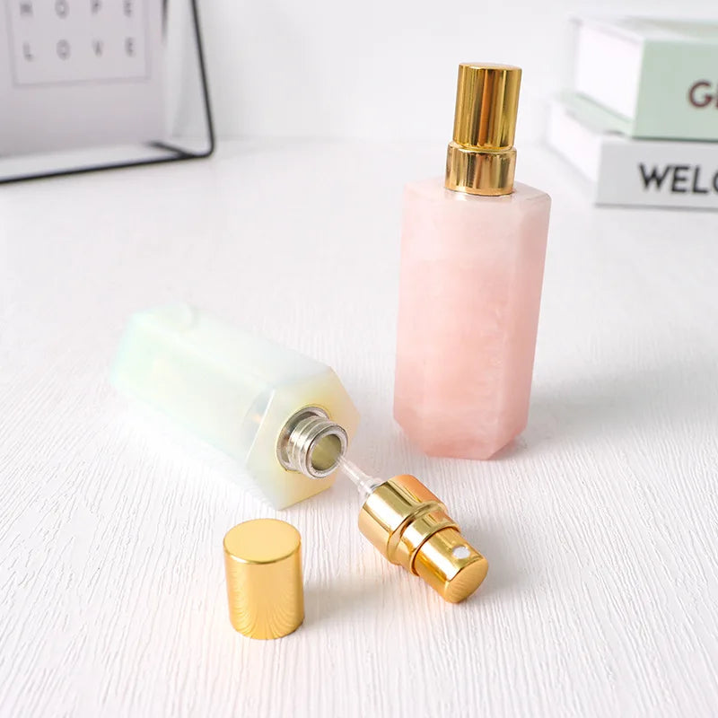 Natural Stone Powder Crystal Perfume Bottle Jade Amethyst Perfume Bottle 10ml Essential Oil Spray Bottle