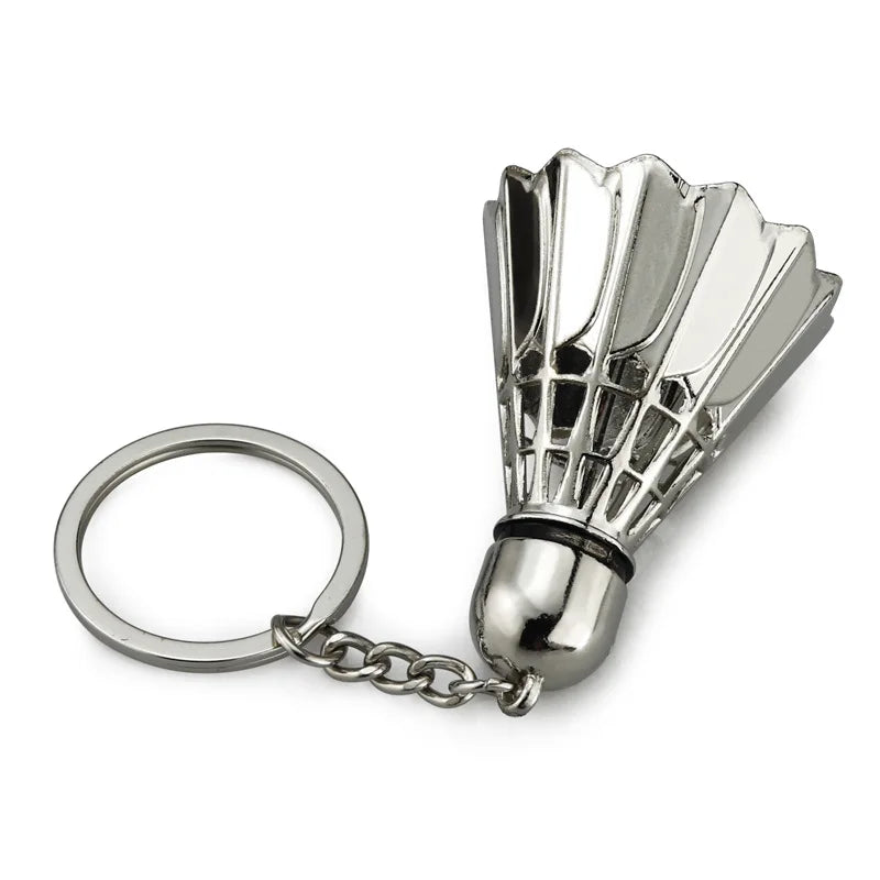 Creative Metal Badminton Key Buckle Simulation 3D Badminton Pendant Promotional Gifts for Gymnasium and Sports Club