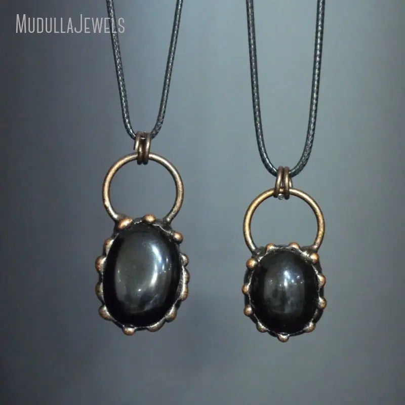 NM48555 Soldered Jewelry Raw Stone Onyx Free Form Pendant Leather Rope Necklace Antique Bronze Plated Handmade Retro Style