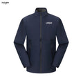 Custom Company Logo Windproof Waterproof Motorcycle Hiking Outdoor Stand Collar Unisex Winter Jacket Soft Shell Men Uniform
