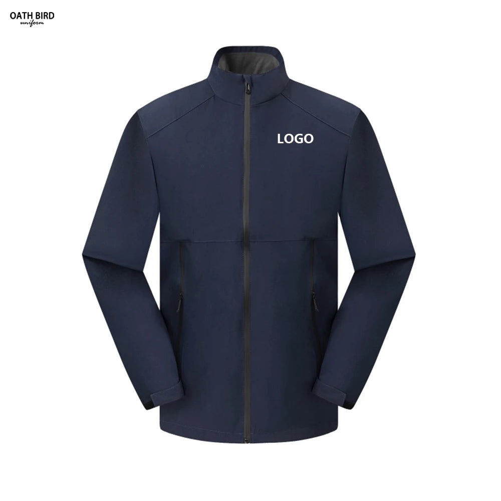 Custom Company Logo Windproof Waterproof Motorcycle Hiking Outdoor Stand Collar Unisex Winter Jacket Soft Shell Men Uniform