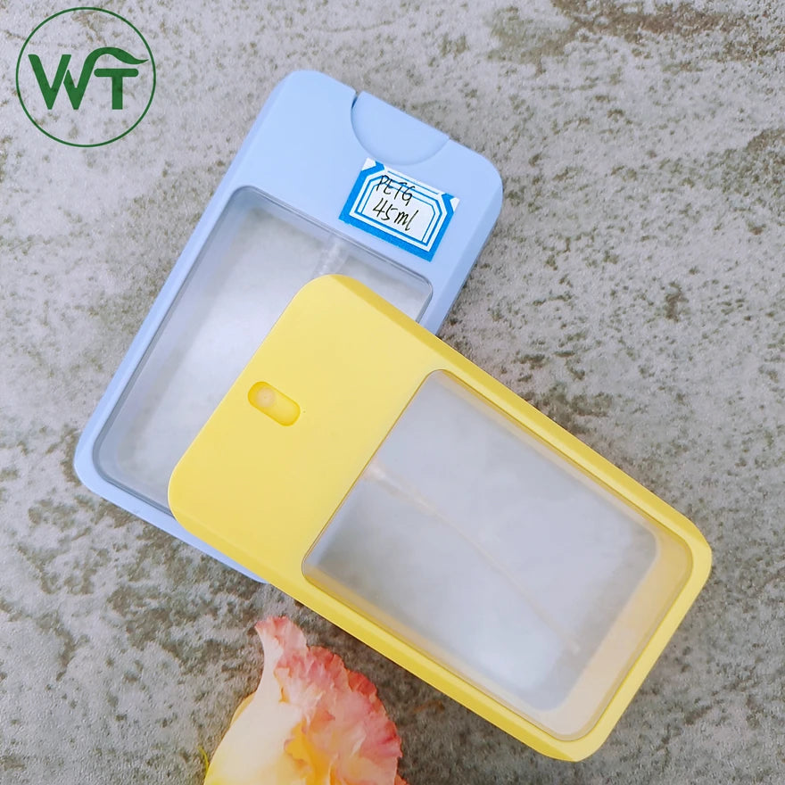 Empty Plastic Card Shape Bottle Perfume Mini Fine Mist Pocket Spray Bottle 45ml Black White Yellow Flat Square Spray Bottle