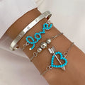4Pcs/Set Turquoise Letter Bracelet Set for Women Jewelry