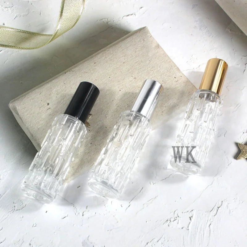 Mini Small Travel Fancy Portable 10ml 15ml Unique Round clear Glass Fragrance Oil Perfume Bottle Spray Packaging