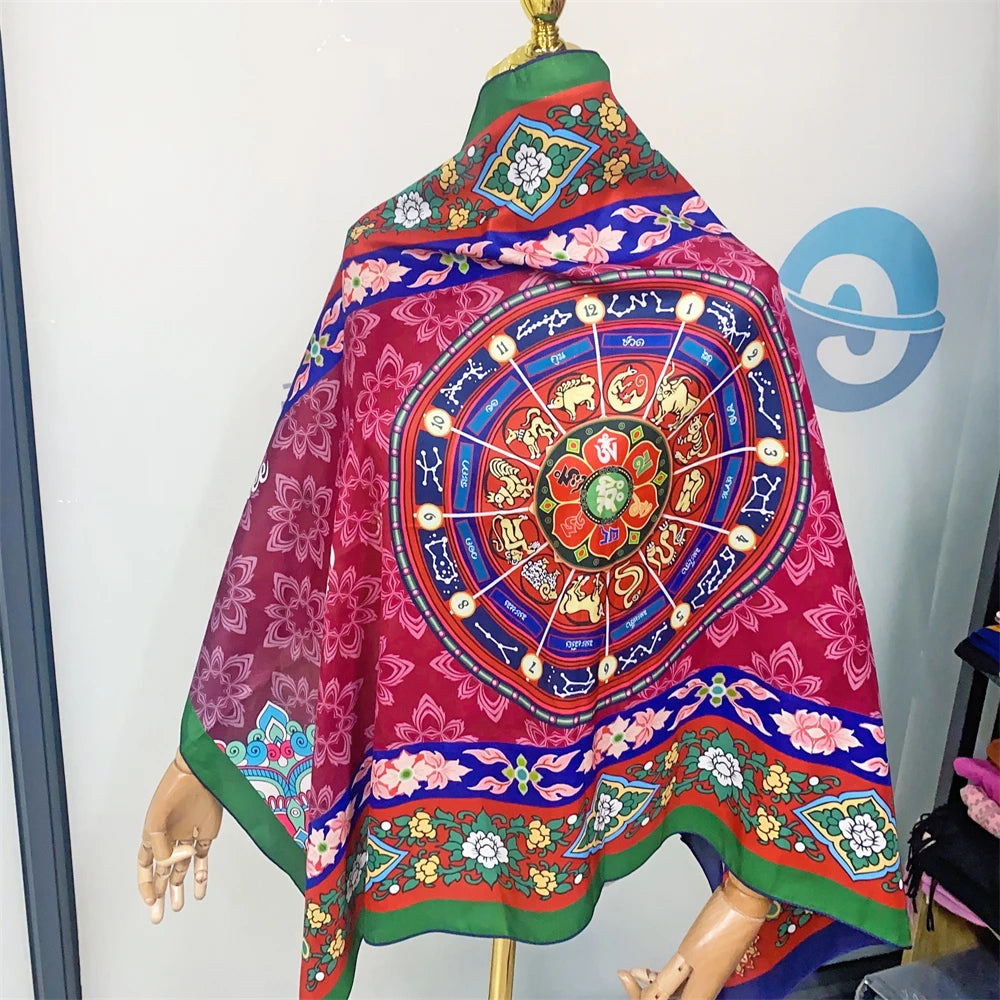 Wholesale Custom Women Designer  Photo Printed Silk Crepe Scarf  Double Sided Printing  Double Turban Print Hair Accessories