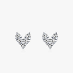 Ailmay Genuine 925 Sterling Silver Fashion Hearts Sparkling CZ Simple Stud Earrings for Women Girls Anti-allergy Fine Jewelry