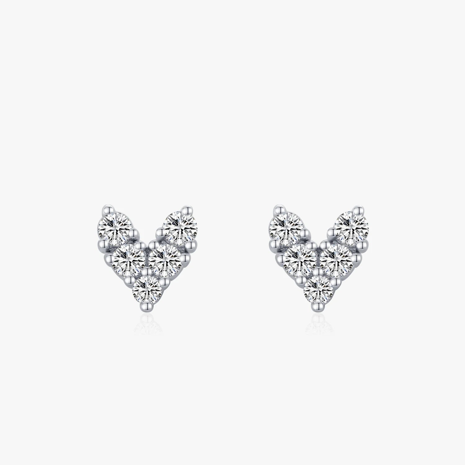 Ailmay Genuine 925 Sterling Silver Fashion Hearts Sparkling CZ Simple Stud Earrings for Women Girls Anti-allergy Fine Jewelry