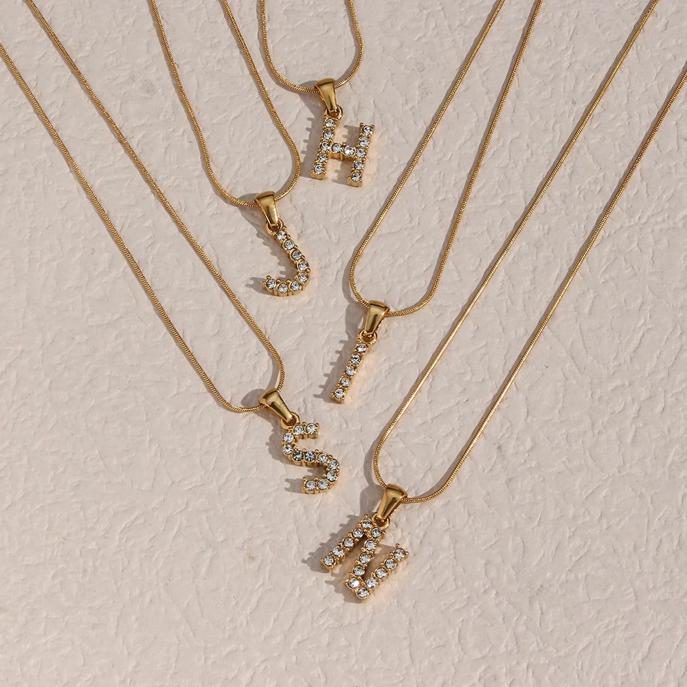 Snake Chain Jewelry Initial Necklace Initial Letter Stainless Steel Alphabet Advanced Chain Necklace for Women