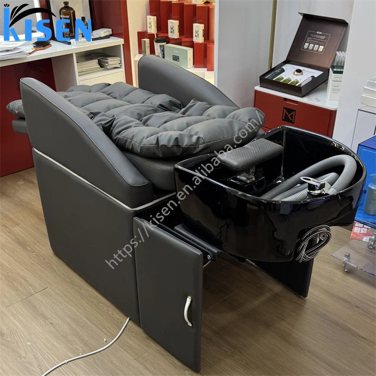 High End Electric Shampoo Chair for Hair Salon Washing Chair for Hair Barber Shop Beauty Parlor Chair Shampoo Ceramic Bowl
