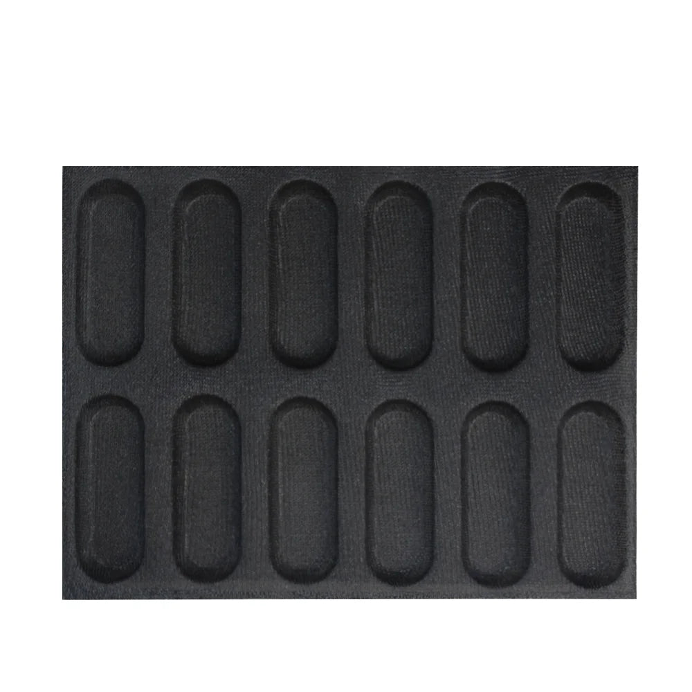 12-Compartment Baguette Silicone Mold for Baking Dishes & Pans Hollowed-Out Bread Mold