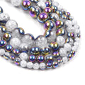 Wholesale 6 8 10 12mm Rainbow Plating Snow Cracked Crystal Round Loose Stone Beads for Jewelry Diy Making