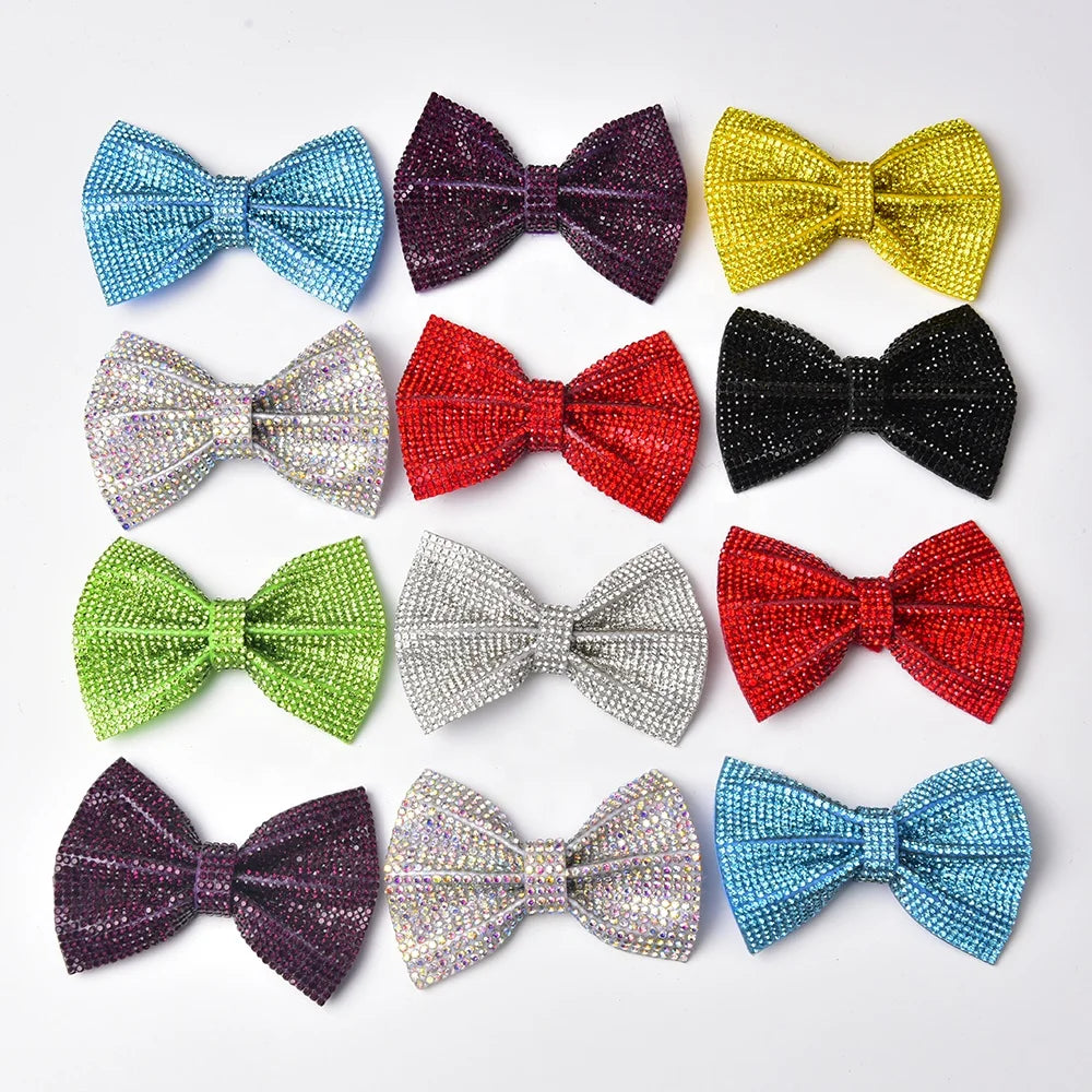 Crystal AB Clear Colored Bow-knot Shape Applique Trim Glitter Rhinestone Patches for Women Shoes Flower Clothes Hair Accessories