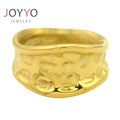 18K Gold Plated Hammered Steel Finger Rings Fashionable Irregular Bump Surface Stainless Steel Available for Bulk Purchase
