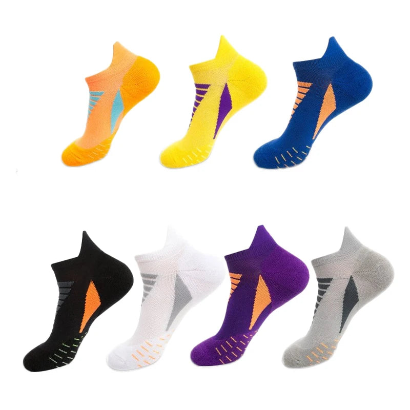 Wholesale Striped Pattern Compression Ankle Socks for Adults Anti Sweat Terry Cushion Breathable Running Socks Professional