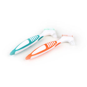 Custom Logo Double Side Plastic Handle False Teeth Denture Cleaning Brush