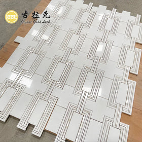 Modern Style Thassos White Marble Mix Shell Mosaic Tiles 10mm Parquet for Kitchen Wall Backsplash Bathroom Room for Villa