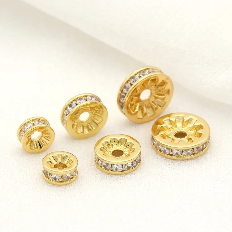 New Design 14K Gold Plated Multi Sizes Round Spacer Beads Accessories for Jewelry Making