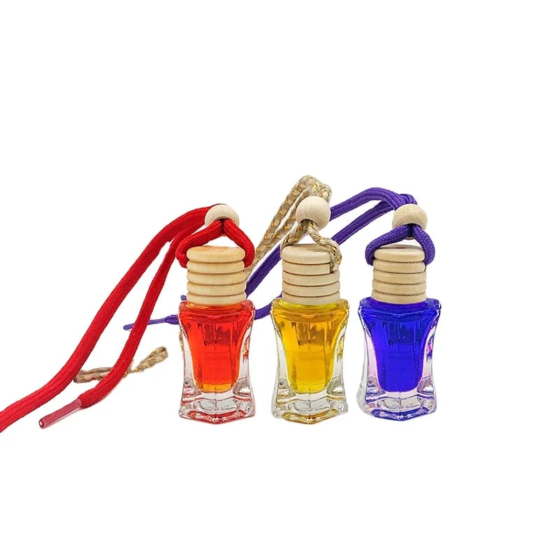Luxury Design 3ml 5ml 8ml Empty Glass Round Car Perfume Bottle Hanging Diffuser Bottle for Essential Oil Air Freshener