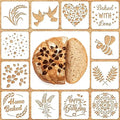 12 Piece Plastic Stencils for Bread Making & Cake Baking Stencil Set PET Template for Drawing