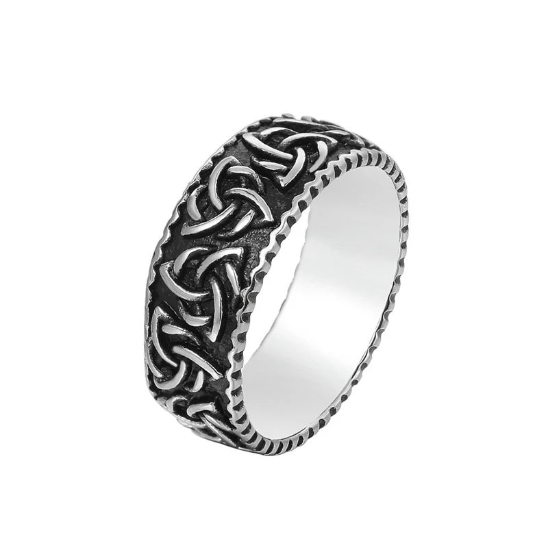 New Fashion Mens Jewelry 316 Stainless Steel Man Silver Ring Round Band Celtic Knot Stainless Ring for Men