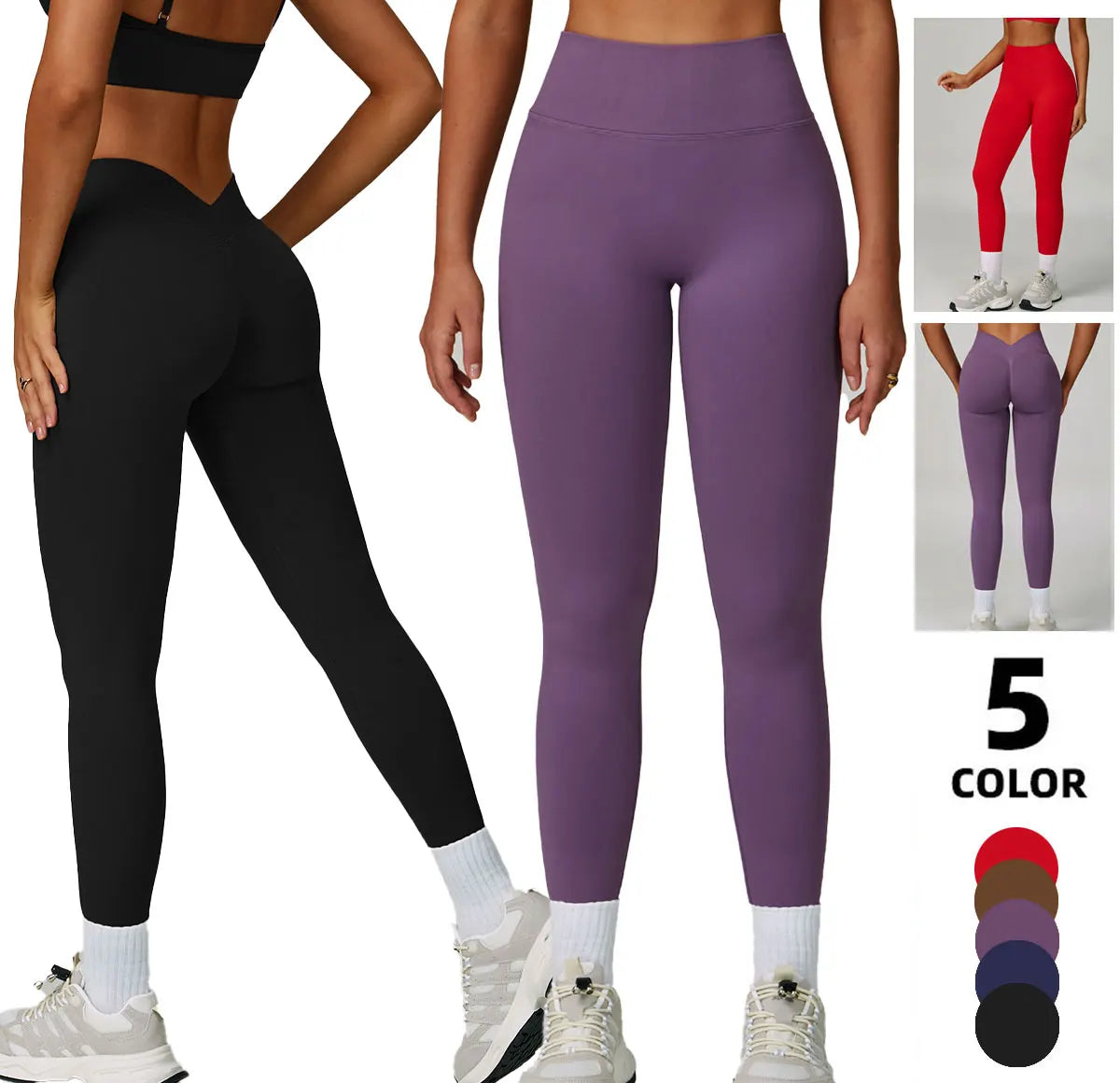 Women V Waist Seamless Yoga Pants High Waist Classic Activewear Leggings Workout Gym CaprisTummy Control Sports Training Pants