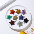 Handmade Craved Natural Five-pointed Star Shape Amethyst Rose Quartz Tiger Eye Clear Quartz Stone Pendant Necklace