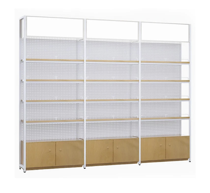 Customized American Style Supermarket Shelves Light Duty White Metal Single Double Multi-Layer Design for Display Store Use