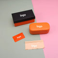 Custom Eyeglass Cloth Genuine Leather Eyeglass Case Box Eyewear Metal Case Orange Sunglasses Case Packaging Set