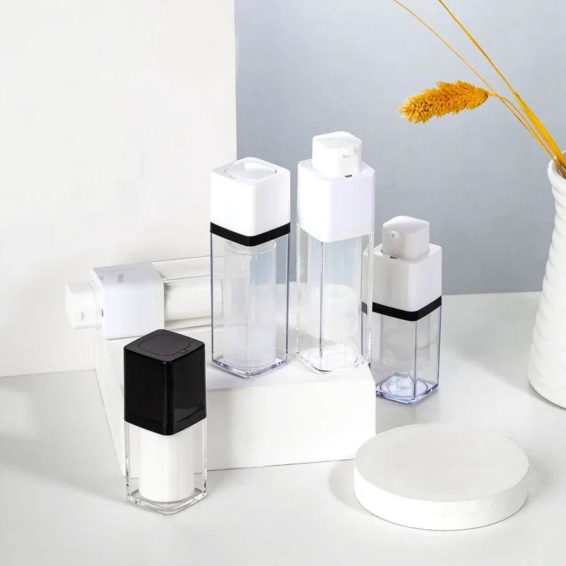 Beauty Packaging Airless Bottles Squared Luxury Pump Bottle Skincare Spray Plastic Serum Bottle 15ml 30ml 50ml