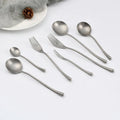 High Quality Retro Rustic Japanese Korean 18/8 304 Silver Stainless Steel  Cutlery Set Silverware Flatware for Restaurant
