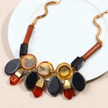 New Bohemian Casual Jewelry Natural Energy Stone Resin Amber Ethnic Style Vintage Jewelry Choker Acrylic Necklace for Women