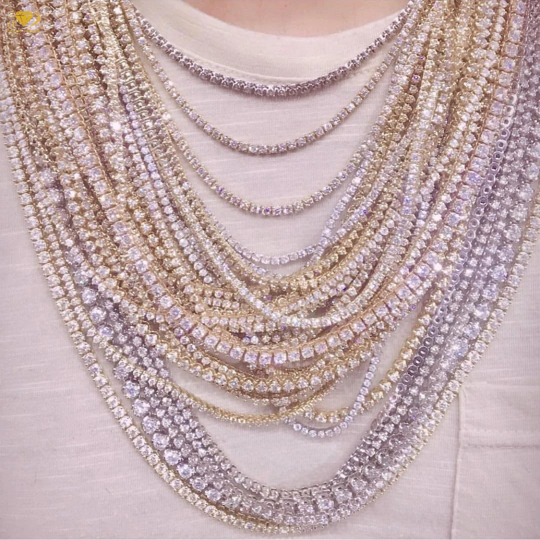 Fine Jewelry Necklaces Iced Out Jewelry 925 Silver 3mm 4mm 5mm Vvs Diamond Moissanite Tennis Chain Bracelets Women