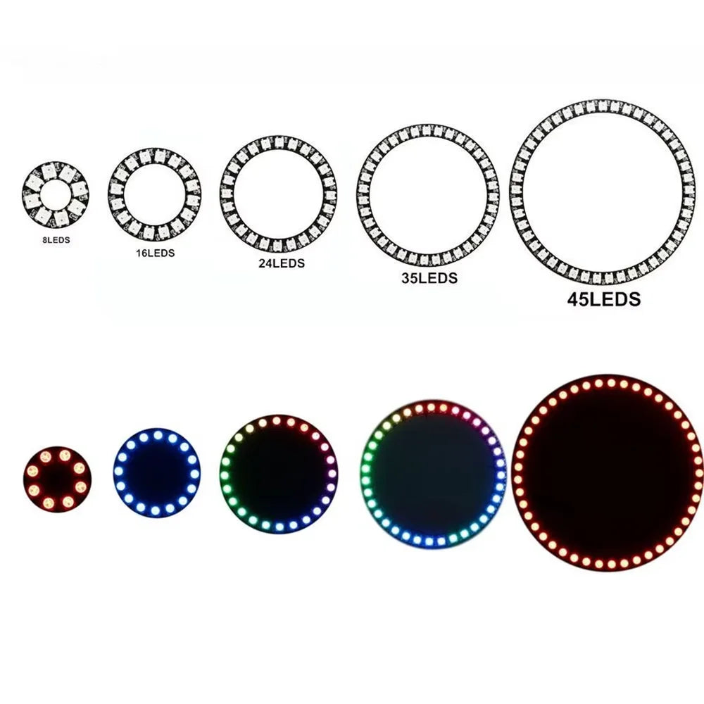 WS2812B LED Halo Angel Eyes Ring Addressable 5050 RGB 8/16/24/35/45LED DC5V IC Built-in LED Pixel Light for