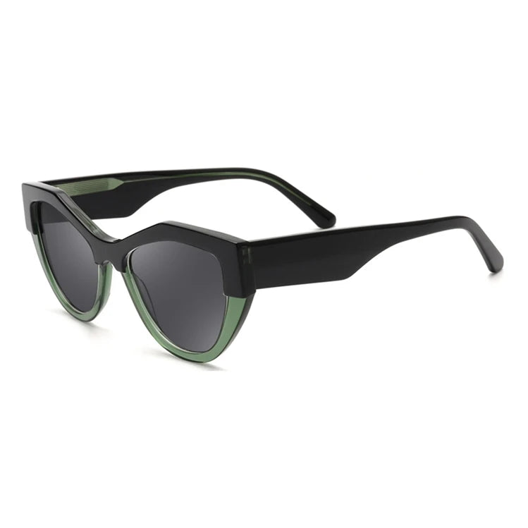 2025 Wholesale Personalized Top One Cat-Eye Frame Gafas De Sol Wide Leg Irregular Double Spell Color Acetate Sunglasses