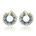 Luxury Jewelry Silver 925 Sterling Cuff Earrings Charming rainbow 18k Gold Cz Colorful Blue Zircon Design Earrings Popular Brand