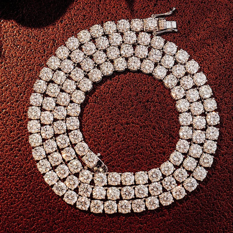925 Sterling Silver Pass Diamond Tester VVS Moissanite Cluster Tennis Chain Iced Out Bracelet Necklace Women Fine Jewelry