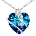 Women Gifts Romantic  Crystal Heart Rhodium Plated Charm Necklaces Sterling Silver Rose Necklace 925