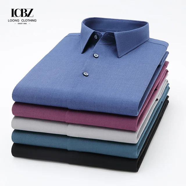 Wholesale Bamboo Fiber Cardigan Casual Four-Season Lapel Business Solid Color Long-Sleeved Shirt Men