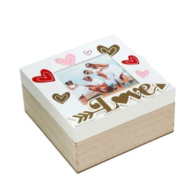 Decorative Wooden Keepake Boxes with Lids Photo Topside Wood Craft Organizer Box StorageJewelry Box