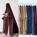 Muslim Eid Prayer Jilbabs Hijab Premium NIda Two Side Tie Solid Color Khimar Hijabs Scarf for Women H463