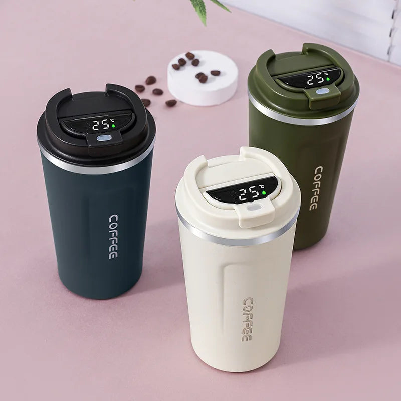Custom Logo 380ml 510ml Smart Led Temperature Display Stainless Steel Vacuum Coffee Cup Insulated Thermal Mug