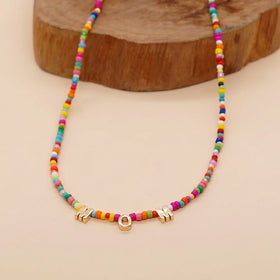 Go2boho Handmade Surfer Beach Jewelry Multicolor Glass Chain Tiny Seed Beads Diamond Main Stone Wedding Warm Family Gift MOM